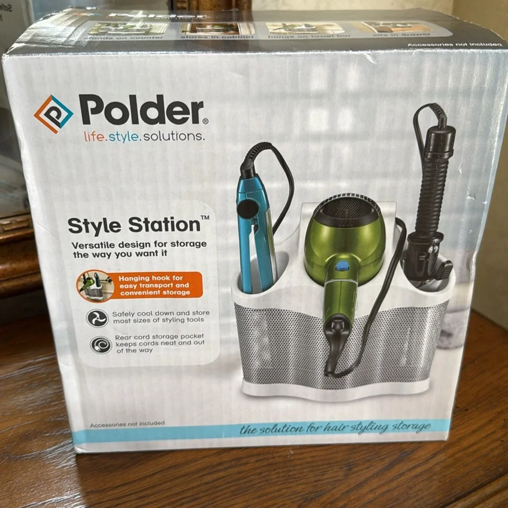 Polder Style Station Organizer-storage for styling tools.